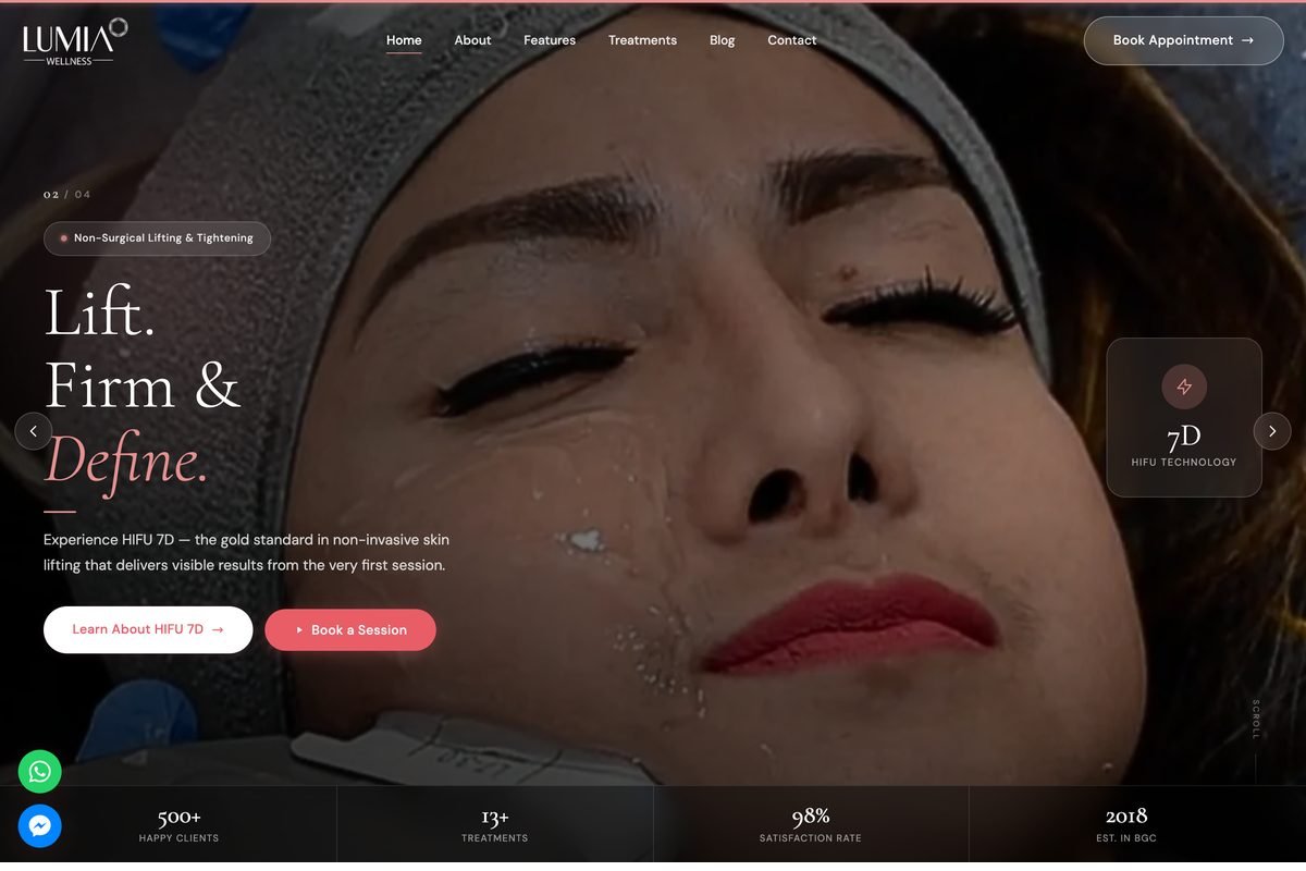 The Lumia Wellness website homepage, built by OceanStrive.